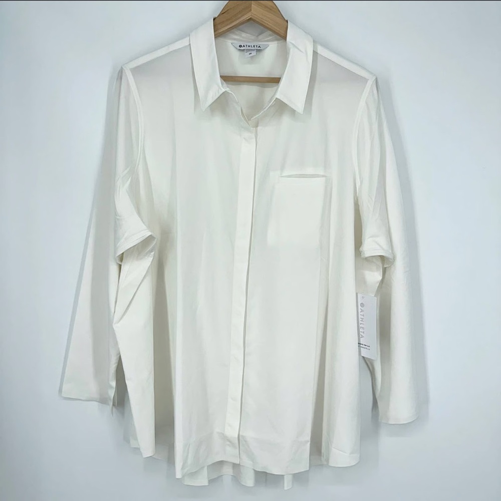 Athleta Off-White Urbanite Top Button Down 2X